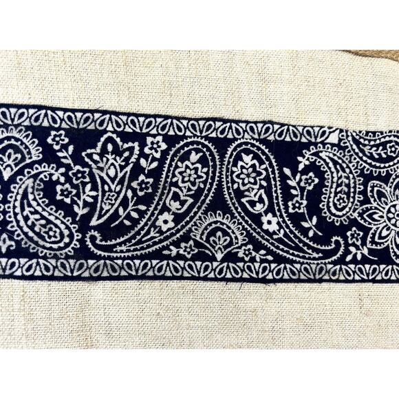 Clutch/Summer Handbag-Bamboo Handle Lgt.Tan/Navy B. - Picture 6 of 10